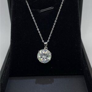 3Ct moissanite necklace stamped in S925 16 inches with 18 inch extender